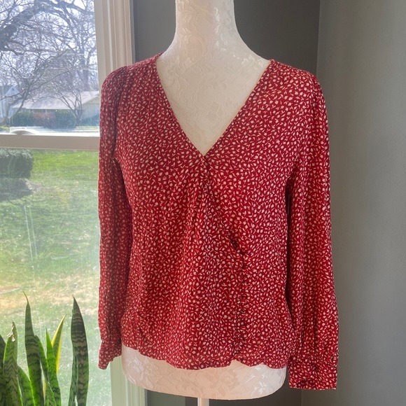 Madewell Kinston Side-Button Wrap Top in Park Picnic - Picture 5 of 11